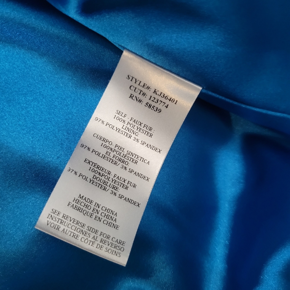 Kut From The Kloth Midnight Blue Faux Fur Midi coat Size Small  NWT - Picture 9 of 15
